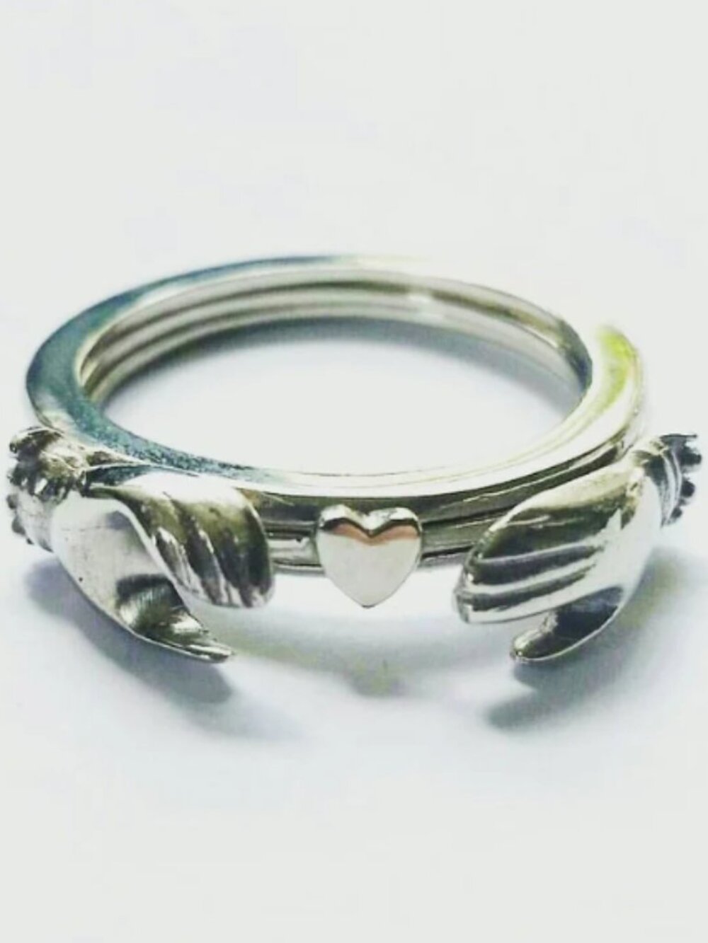 Sterling Silver Gimmel Fede Claddagh Ring Size 5